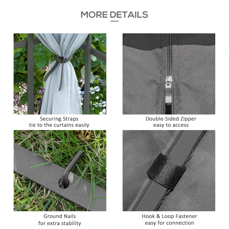 Best 3 x 3(m) Patio Gazebo Canopy Garden Pavilion Tent Shelter with 2 Tier Roof and Mosquito Netting, Steel Frame, Grey - Image 5