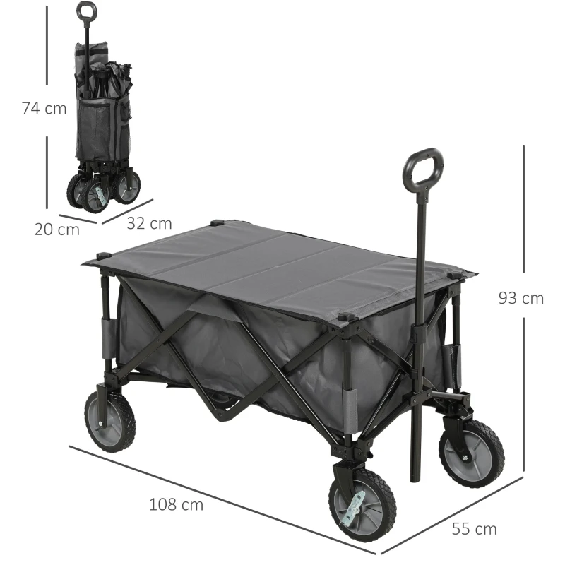 Best Garden Trolley, Cargo Traile on Wheels, Folding Collapsible Camping Trolley, Outdoor Utility Wagon, Dark Grey - Image 3