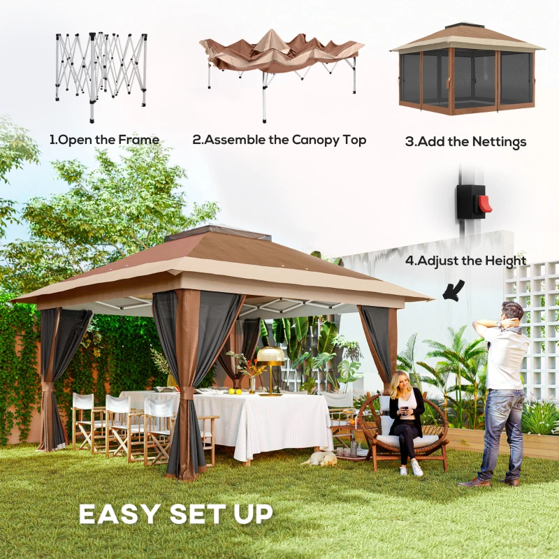 Best 3.6 x 3.6m Pop-Up Gazebo, with Accessories - Brown - Image 4