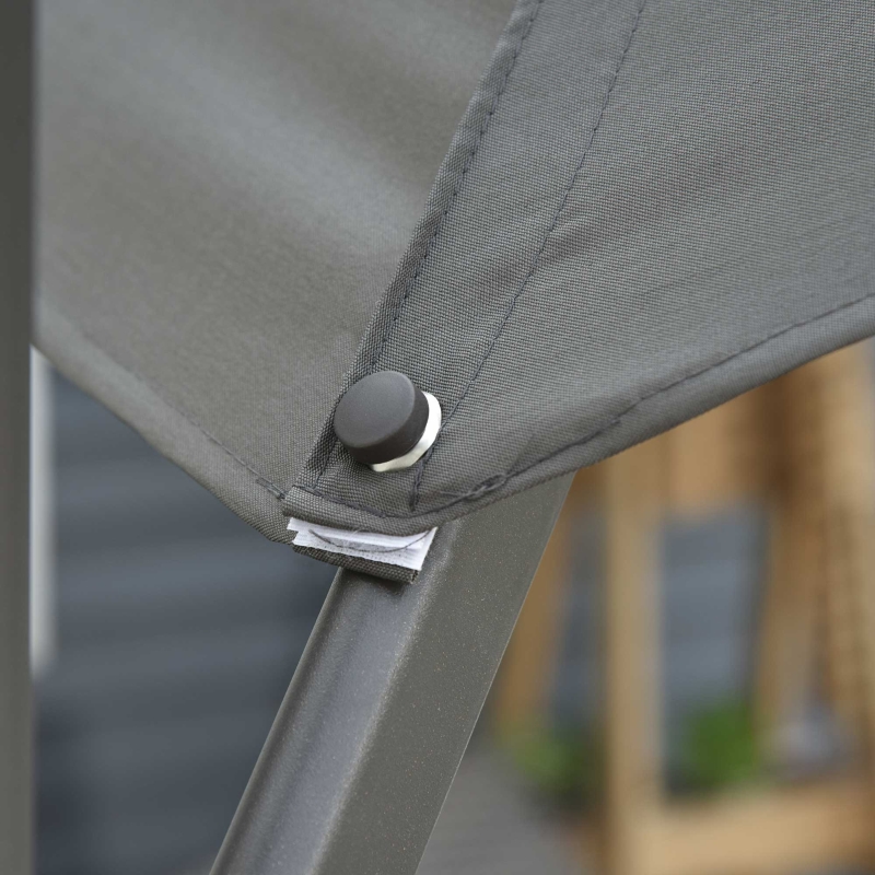 Best 3(m) Offset Parasol Cantilever Hanging Umbrella 360° Rotation w/ Base Dark Grey - Image 9