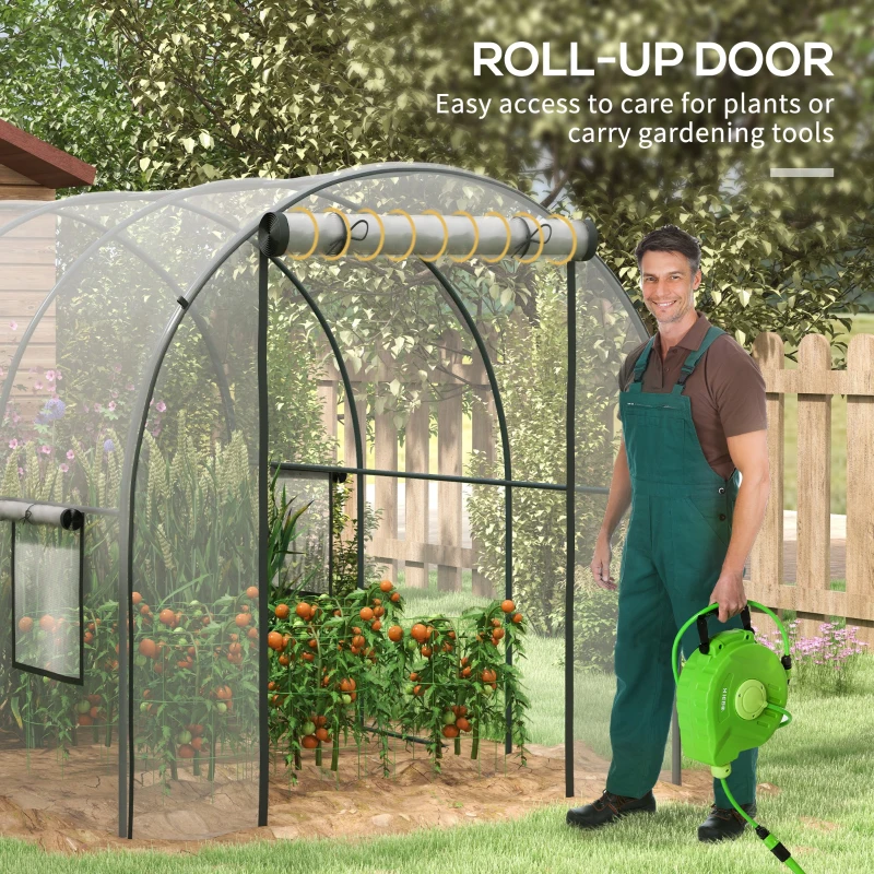Best Polytunnel Greenhouse Walk-in Grow House with Plasric Cover, Door, Mesh Window and Steel Frame, 3 x 2 x 2m, Clear - Image 5