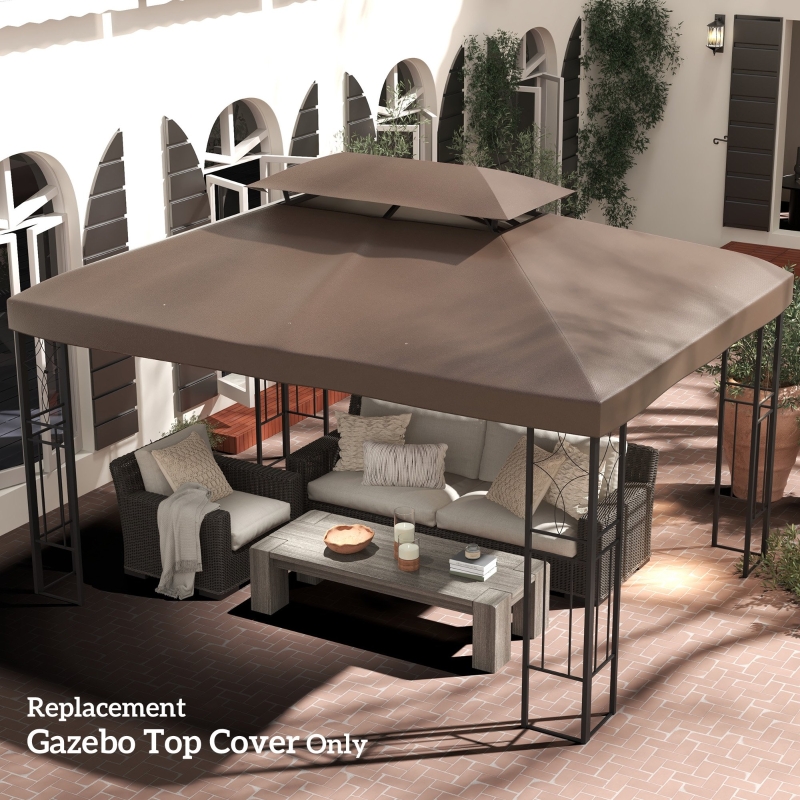 Best 3x4m Gazebo Canopy Replacement Cover, 2 Tier Top Roof UV Cover Garden Patio Outdoor Sun Awning Shelters, Brown (TOP COVER ONLY) - Image 10