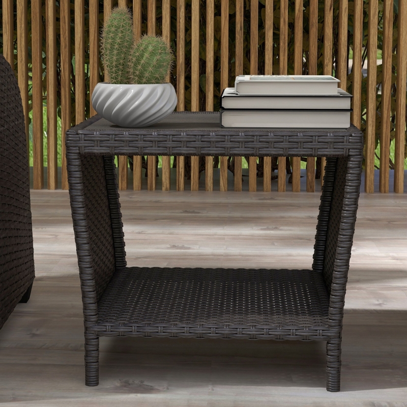 Best 5-Piece Rattan Patio Reclining Chair Set with Footstools, Coffee Table, Cushions, for Outdoor Garden, Brown - Image 9