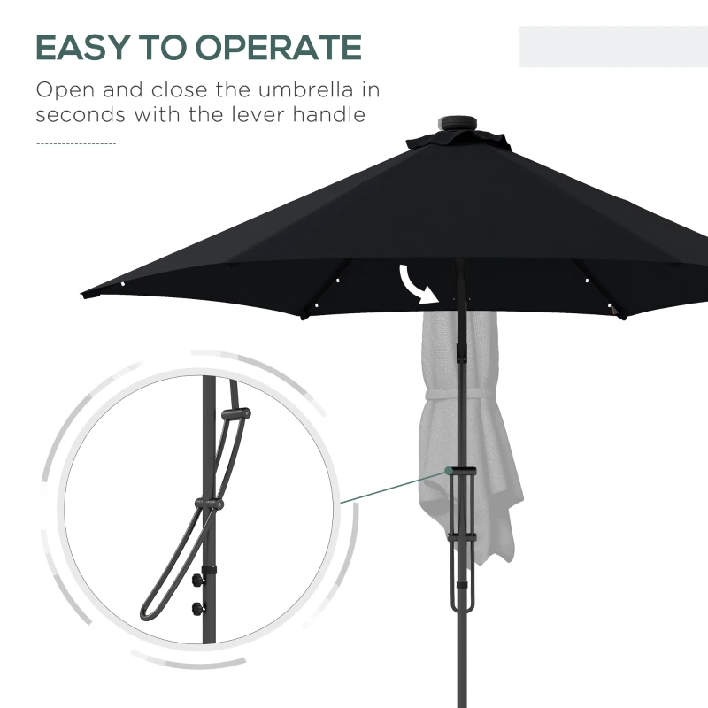 Best 3(m) Garden Parasol Cantilever Umbrella with Solar LED, Cross Base and Waterproof Cover, Black - Image 4