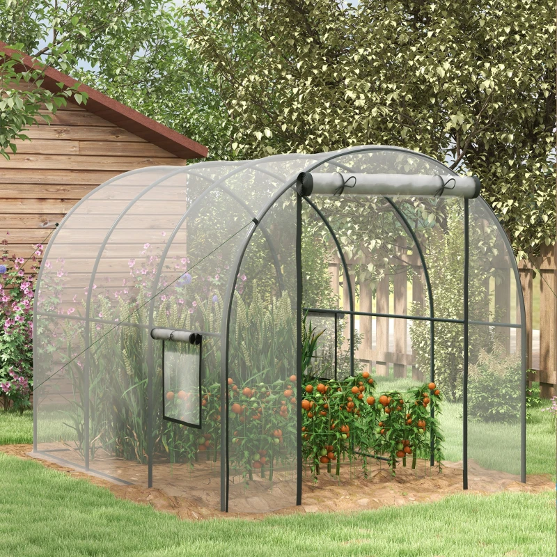Best Polytunnel Greenhouse Walk-in Grow House with Plasric Cover, Door, Mesh Window and Steel Frame, 3 x 2 x 2m, Clear - Image 2