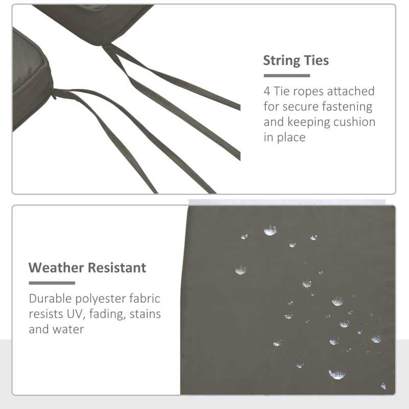 Best Set of 2 Garden Chair Cushions with Ties, 45 x 45 cm Replacement Cushions for Outdoor Furniture, Dark Grey - Image 5