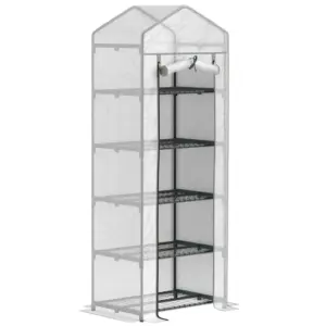 Best 193cm Five Shelf Mini Greenhouse - White