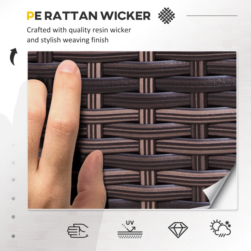 Best 3 Pieces Outdoor PE Rattan Corner Sofa Set with Thick Cushions, Patio Rattan Garden Furniture with Glass Top Coffee Table and Footstool, Brown - Image 5