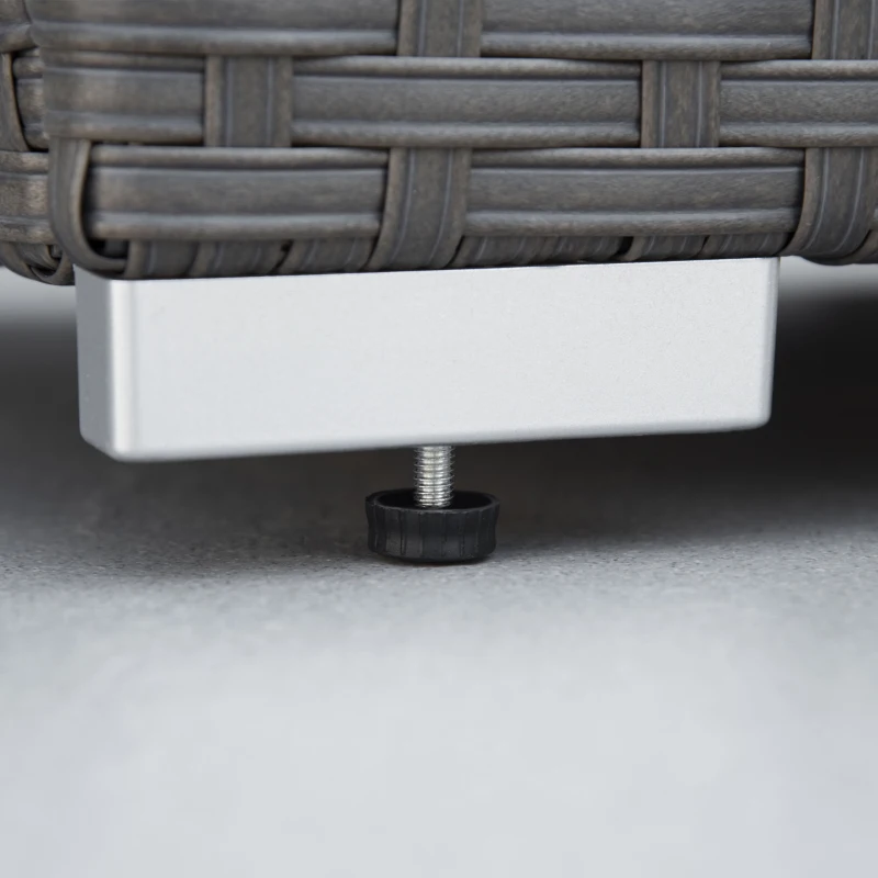 Best 9-Seater Garden Rattan Furniture 10 Pcs Rattan Corner Dining Sofa Set, Grey/Dusty Blue Cushion - Image 8