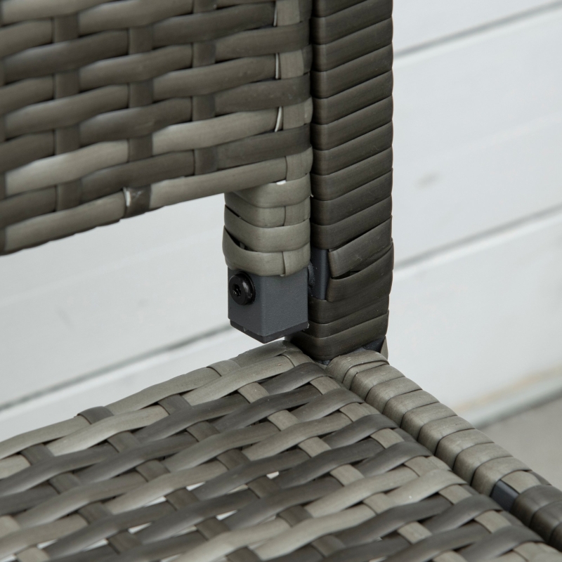 Best 2 Seater Poly Rattan Garden Bench, All Weather Wicker Garden Loveseat, Outdoor Seating Bench with 240 Load Capacity, Backrest and Armrests for Patio, Terrace, Balcony, Grey - Image 9