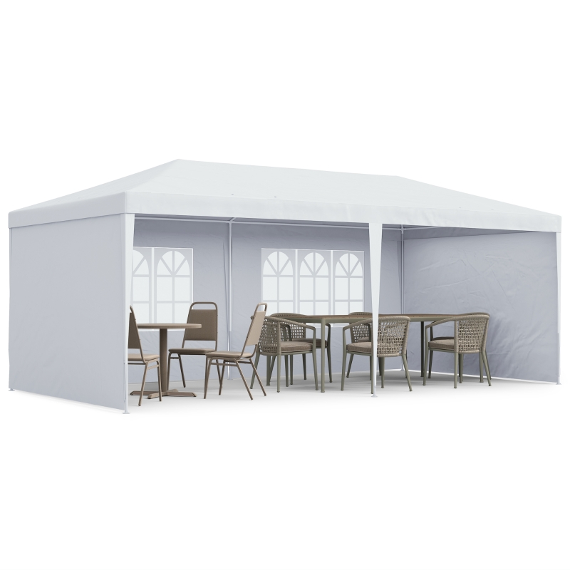 Best 6 x 3 m Party Tent Gazebo Marquee Outdoor Patio Canopy Shelter with Windows and Side Panels White - Image 10