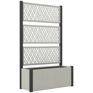 Best Garden Planter Box with Trellis, Liner for Climbing Plants, Vegetables, Flowers, 90 x 35 x 148 cm, Mixed-grey