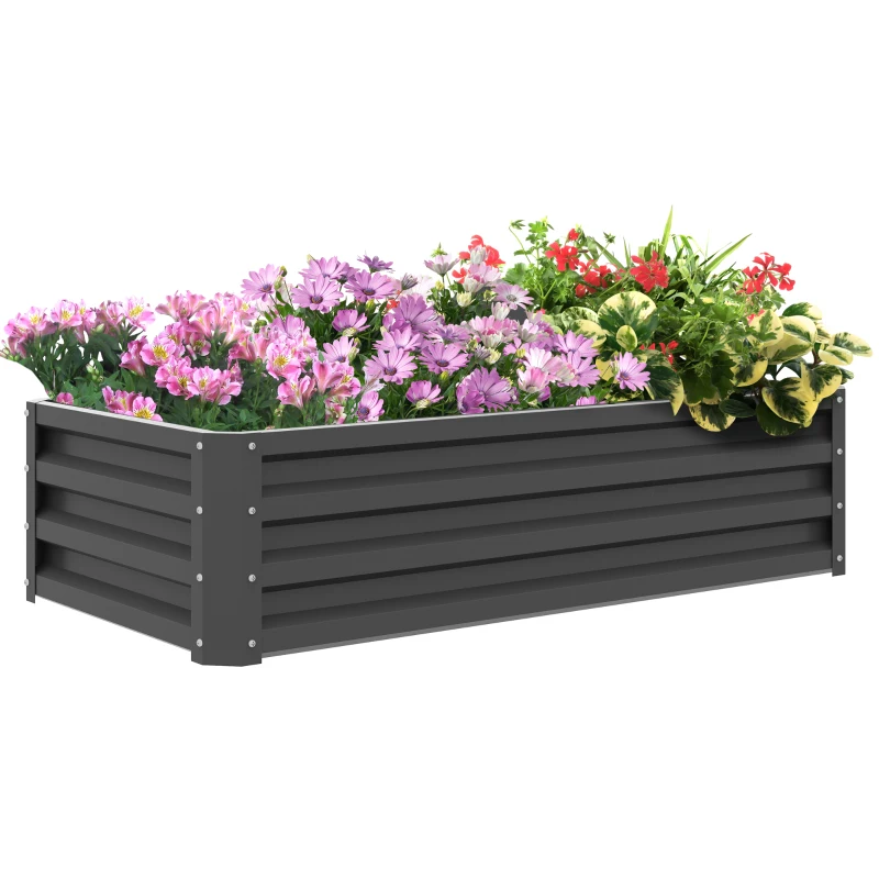 Best Raised Beds for Garden, Galvanised Outdoor Planters for Herbs and Vegetables, for Patio, Garden, Balcony, Light Grey