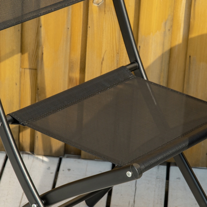 Best 3 Pieces Garden Bistro Set, Folding Patio Table with Glass Table Top and 2 Chairs, Outdoor Furniture Set for Garden and Porch, Black - Image 9