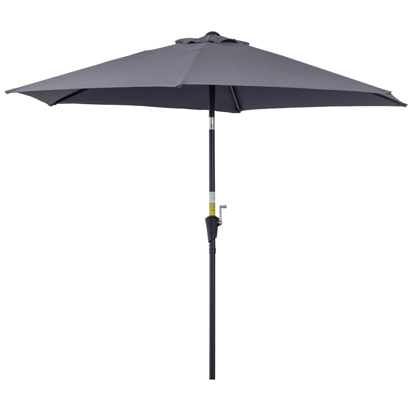 Best 2.6M Garden Parasol Umbrella with Tilt and Crank, Outdoor Sun Parasol Sunshade Shelter with Aluminium Frame, Grey - Image 12