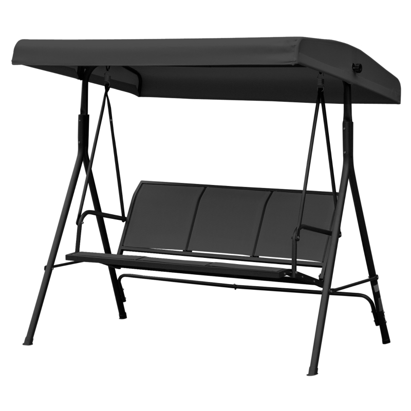 Best Three-Seater Garden Swing Chair, with Canopy - Black - Image 12