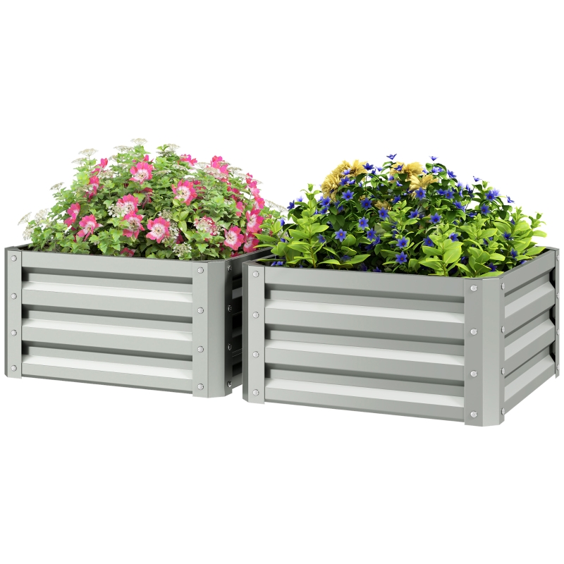Best Set of Two 60 x 60cm Steel Planter Boxes - Light Grey - Image 11