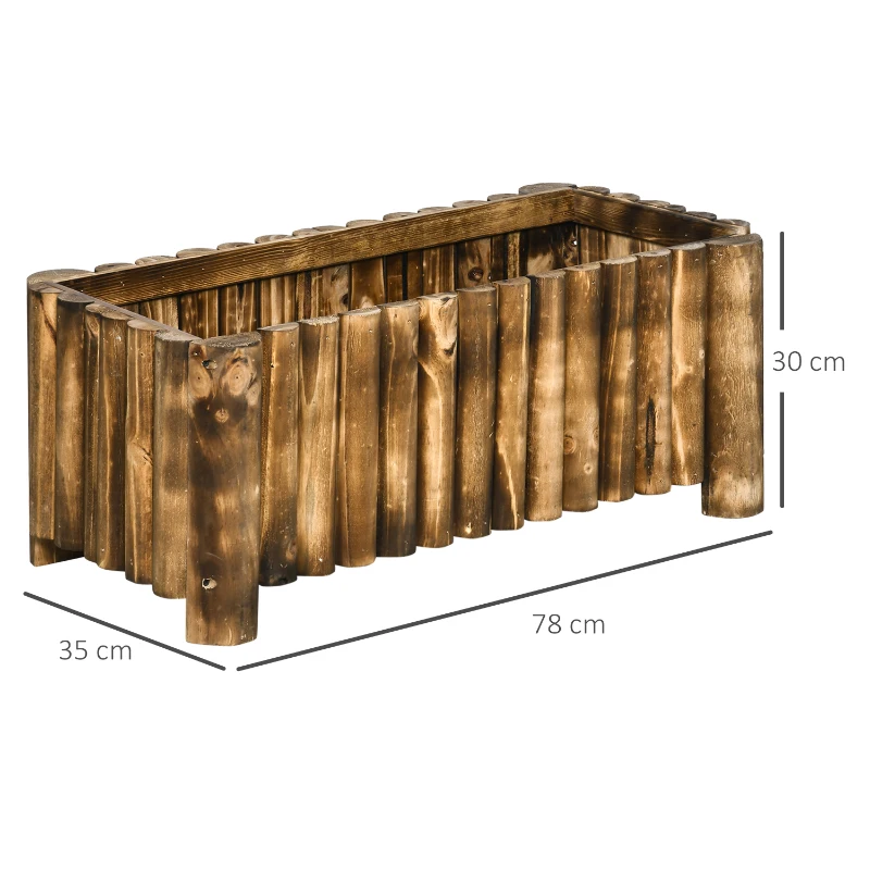 Best 52L Raised Flower Bed Wooden Rectangular Planter Container Box Herb Pot Flower Pot 78L x 35W x 30H (cm) - Image 3