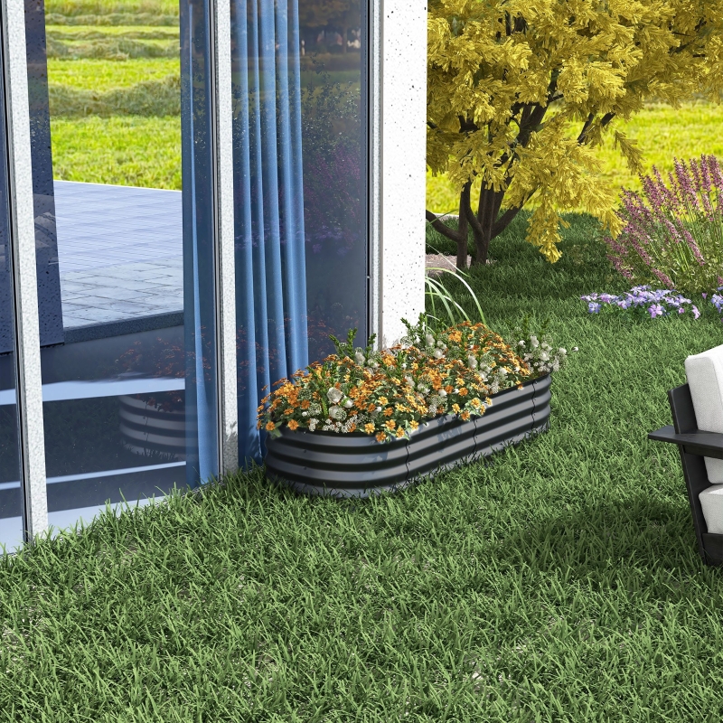 Best Galvanised Raised Garden Bed, Metal Planter Box with Safety Edging, for Flowers, Herbs, Succulents, Dark Grey - Image 10