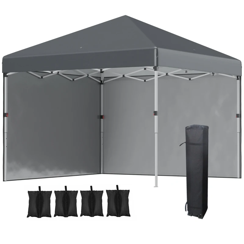 Best 3 x 3 (M) Pop Up Gazebo, UPF 30+ with 2 Sidewalls, Leg Weight Bags and Wheeled Bag, Height Adjustable Party Tent Event Shelter for Garden, Patio, Dark Grey