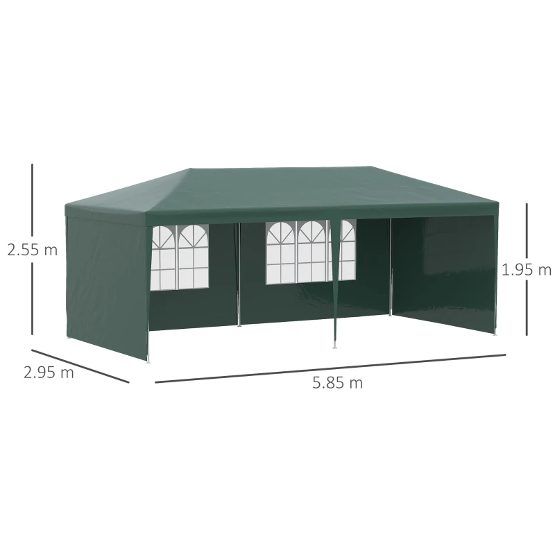 Best 6x3 m Party Tent Gazebo Marquee Outdoor Patio Canopy Shelter with Windows and Side Panels, Green - Image 3