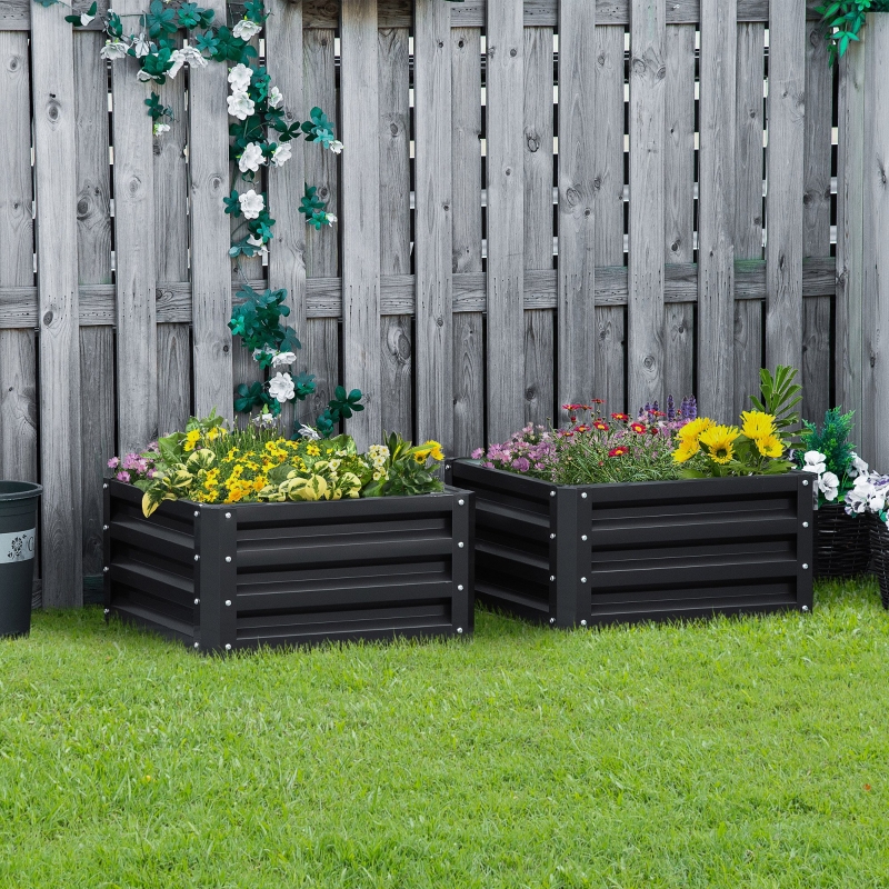Best Set of Two 60 x 60cm Steel Planter Boxes - Grey - Image 11