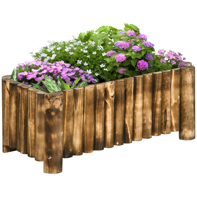 Best 52L Raised Flower Bed Wooden Rectangular Planter Container Box Herb Pot Flower Pot 78L x 35W x 30H (cm)