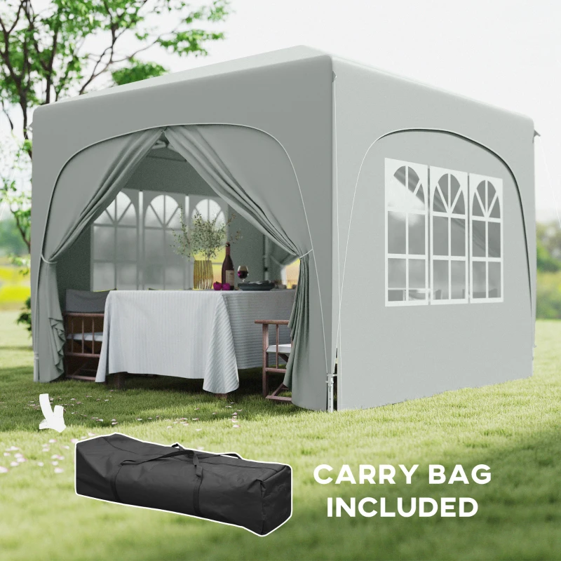 Best 3 x 3m Pop-Up Gazebo Shelter, with Accessories - Light Grey - Image 7