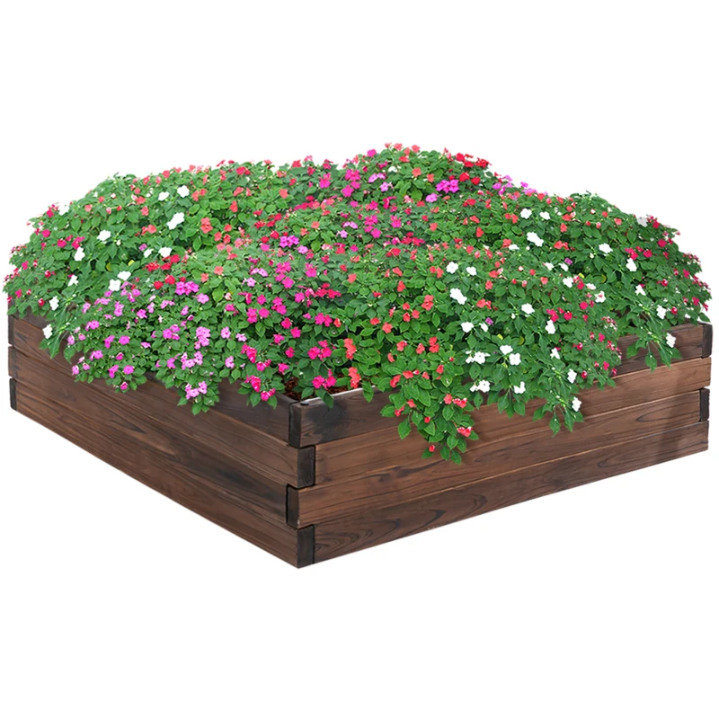 Best 128L Wooden Raised Beds for Garden Planter Grow Containers For Outdoor Patio Plant Flower Vegetable 80L x 80W x 22.5H cm