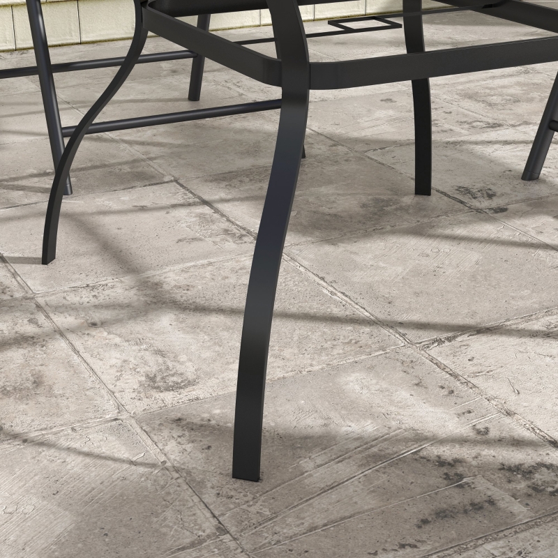 Best Four-Seater Steel Garden Table, with Parasol Hole - Brown/Black - Image 9