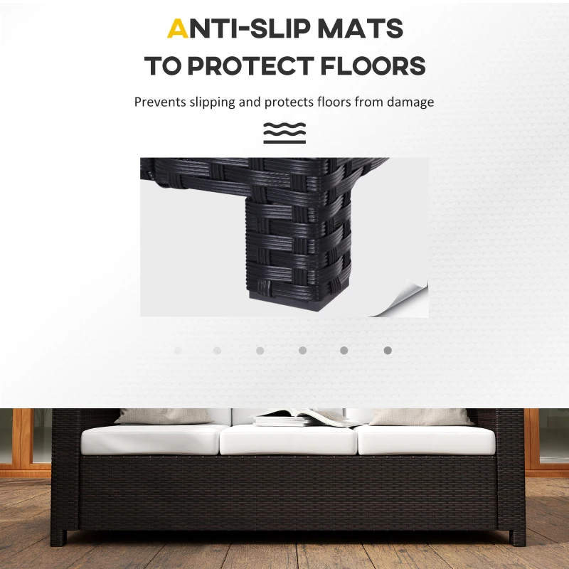 Best 3 Seater Rattan Sofa, All-Weather Wicker Weave Metal Frame Chair with Fire Resistant Cushion, Brown - Image 8