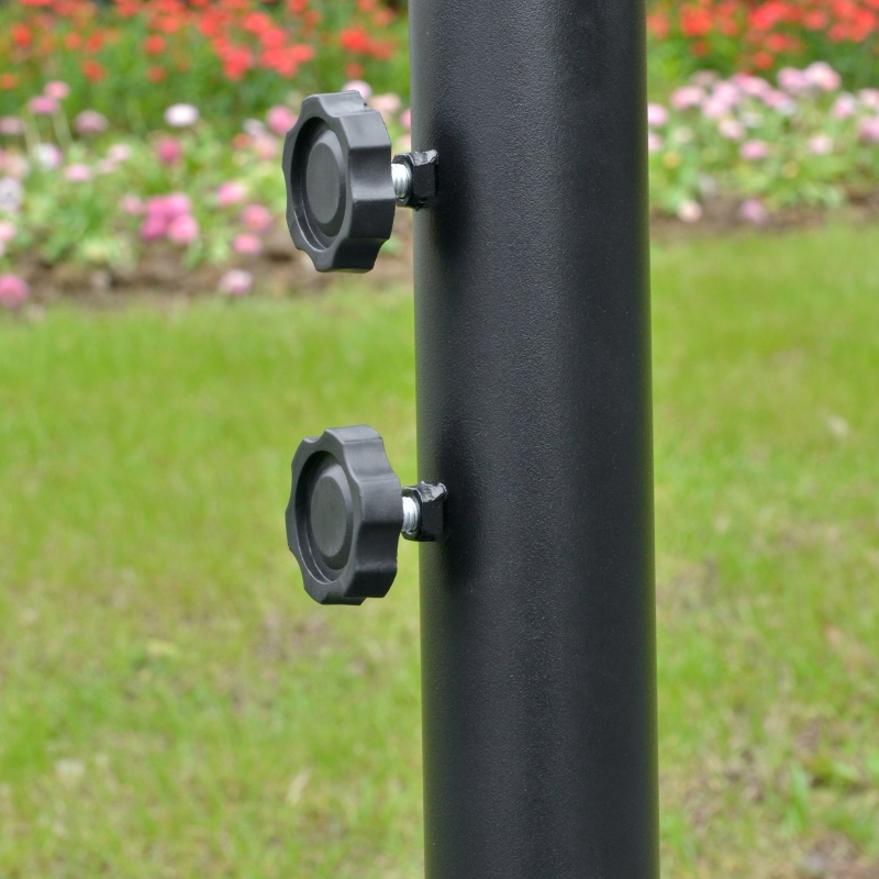 Best 3(m) Cantilever Banana Parasol Hanging Umbrella with LED Solar lights, Crank, 8 Sturdy Ribs and Cross Base for Outdoor, Garden, Patio, Black - Image 9