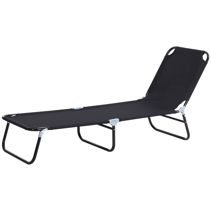 Best Foldable Sun Lounger with 5-Position Adjustable Backrest, Outdoor Portable Recliner Chaise Lounge Chair with Breathable Mesh Fabric, Black - Image 11