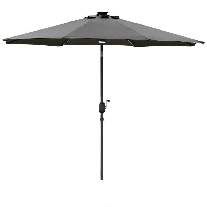 Best 2.7m Garden Parasol Sun Umbrella w/ LED Solar Light Angled Canopy Grey - Image 11