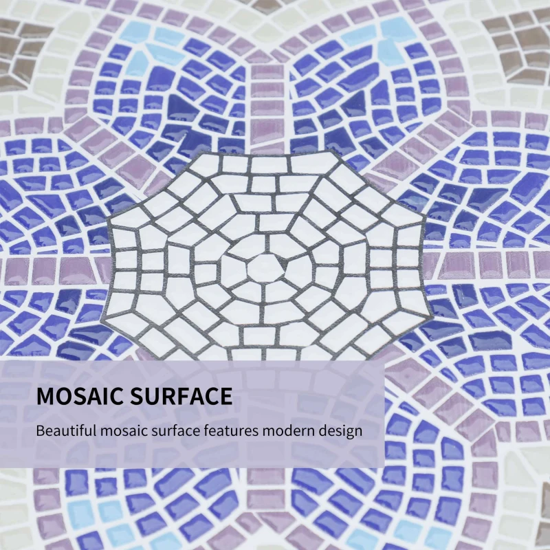 Best Outdoor Mosaic Round Garden Table, Patio Bistro Coffee Side Table with 60cm Ceramic Top for Garden, Blue and White - Image 5