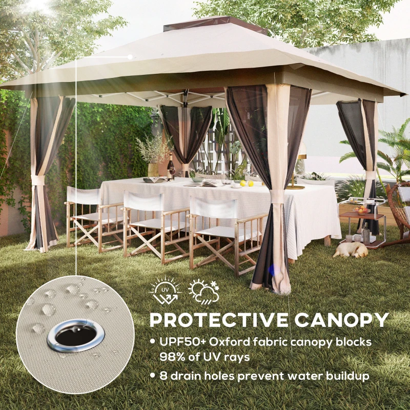Best 3.6 x 3.6m Pop-Up Gazebo, with Accessories - Beige - Image 6