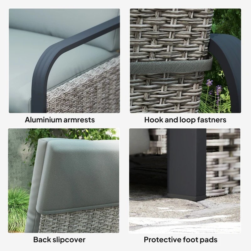 Best 140° Reclining Rattan Armchair - Mixed Grey - Image 8