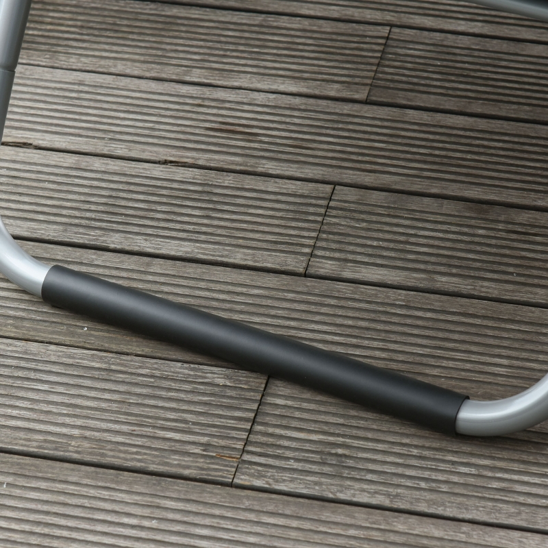 Best Sun Lounger Reclining Chair Portable Armchair with Pillow for Garden Patio Outside Aluminium Frame, Dark Grey - Image 9