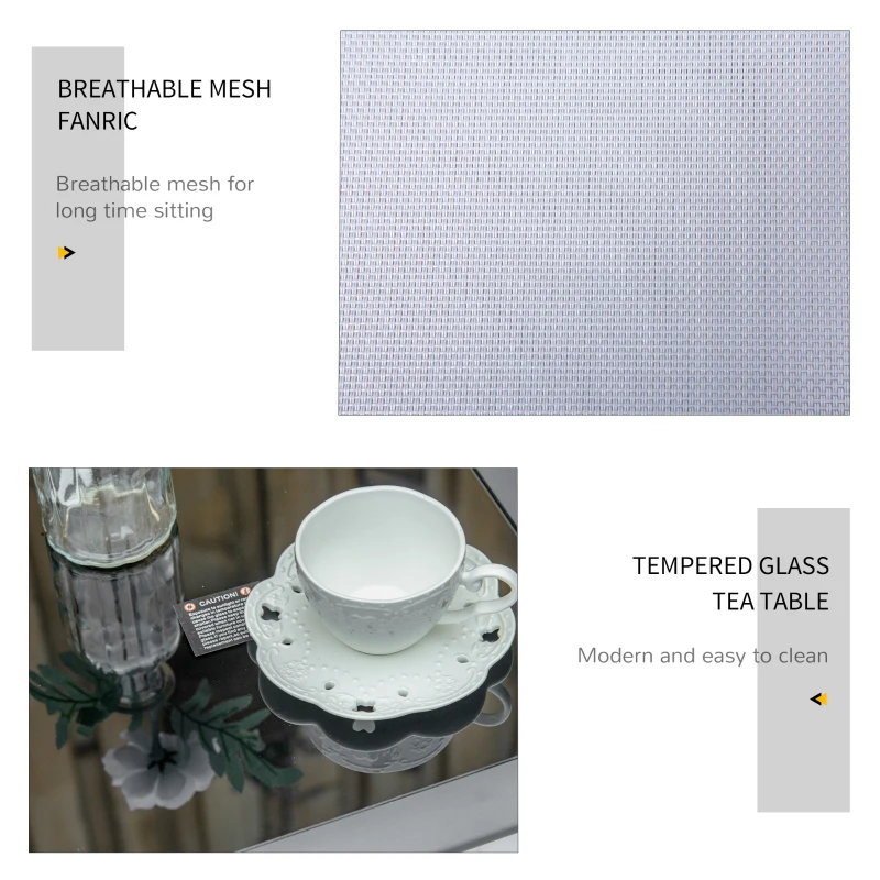 Best 3 Pieces Lounge Chair Set Metal Frame Garden Outdoor Recliner Sunbathing Chair with Table, Light Grey - Image 5