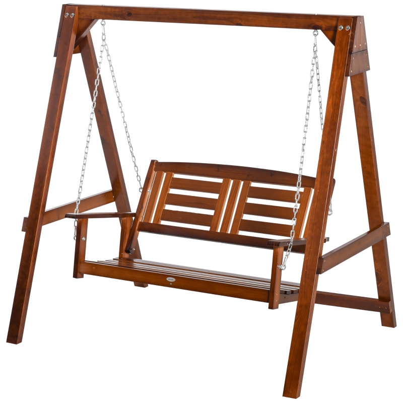 Best 2 Seater Outdoor Garden Swing Chair Wooden Hammock Bench for Porch Patio Yard - Image 11