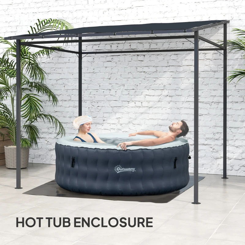 Best 2.4 x 2.4 m Wall Mounted Pergola Gazebo with PA Coating Fabric and Metal Frame, UPF30+, Lean to Garden Gazebo, Wind Resistant Outdoor Sun Shade Shelter for Garden, Deck, Dark Grey - Image 8