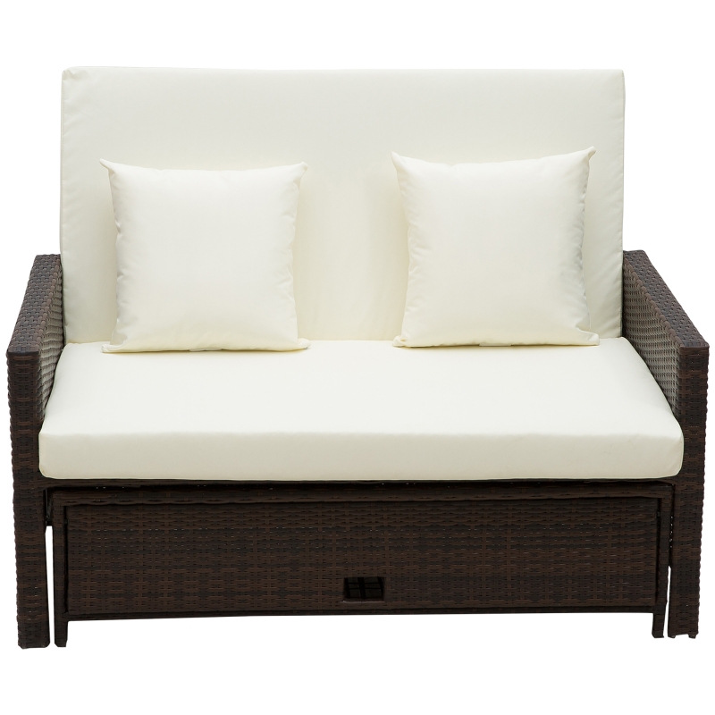 Best Rattan Sun Lounger 2 Seater Day Bed-Brown - Image 11