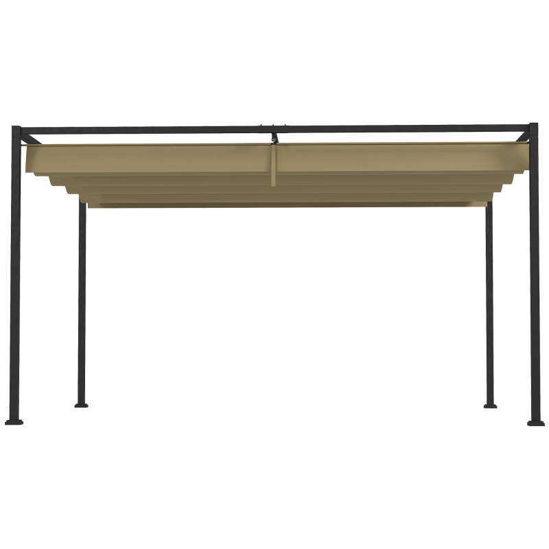 Best 3x2m Metal Pergola with Retractable Roof, Garden Gazebo Canopy Shelter for Outdoor, Patio, Khaki - Image 8