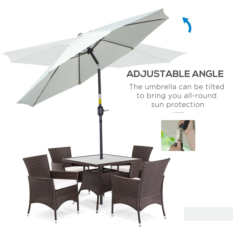 Best 2.7M Garden Parasol Umbrella with Glass Fibre Ribs and Aluminium Frame, Tilting Sun Shade Shelter Canopy, Cream White - Image 5
