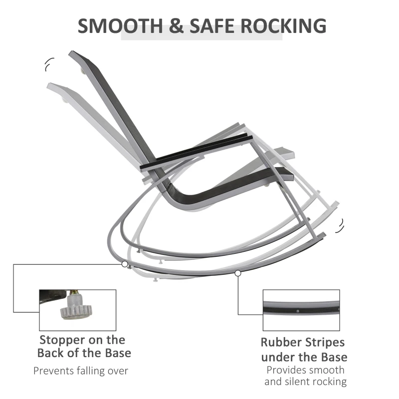 Best Rocking Chair Sun Lounger Garden Seat Patio High Back Texteline Black - Image 6