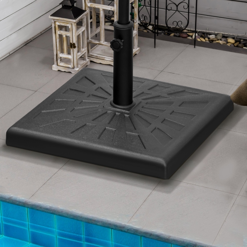 Best 19kg Resin Garden Parasol Base Holder, Square Outdoor Market Umbrella Stand Weight for Poles of Φ32mm, Φ38mm, and Φ48mm, Black - Image 10