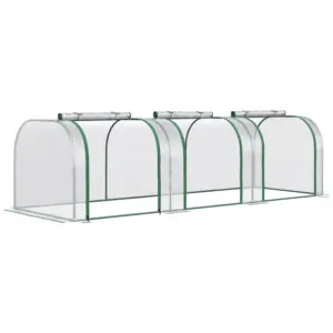 Best PVC Tunnel Greenhouse Green Grow House Steel Frame for Garden Backyard with Zipper Doors 295x100x80 cm, Clear