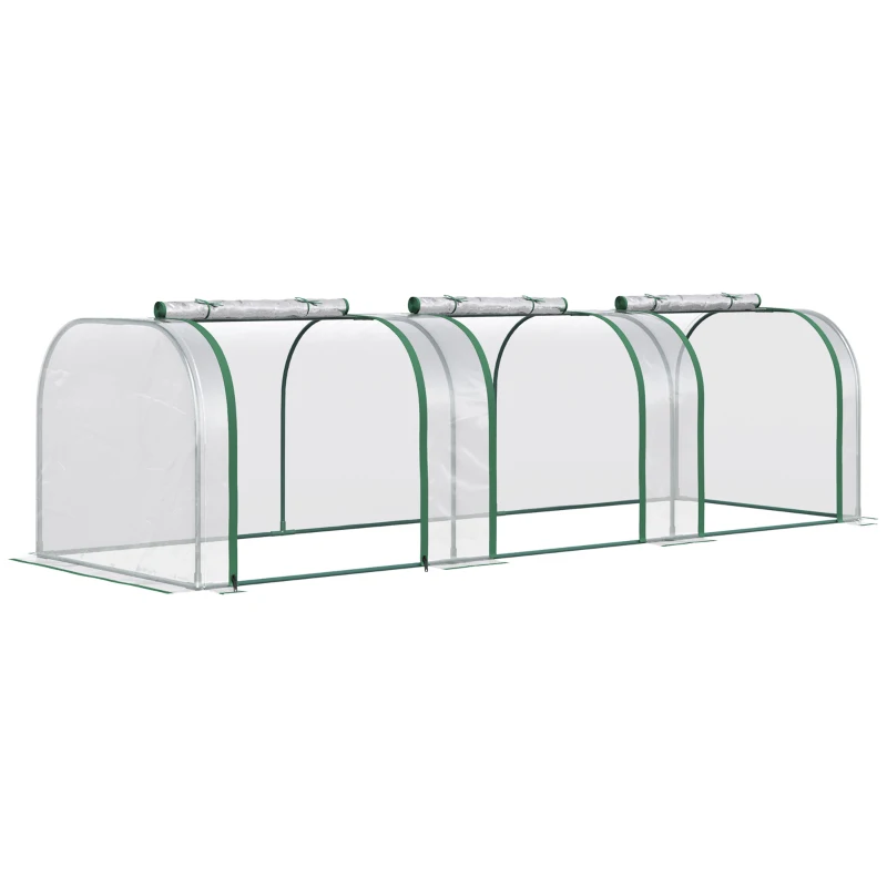 Best PVC Tunnel Greenhouse Green Grow House Steel Frame for Garden Backyard with Zipper Doors 295x100x80 cm, Clear