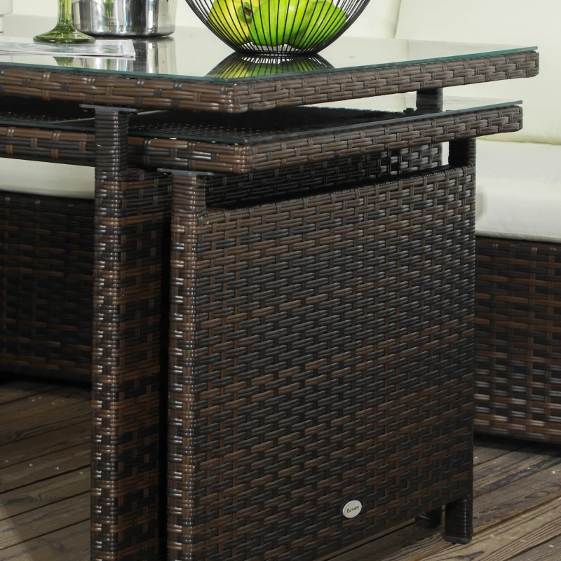 Best Seven-Piece Rattan Garden Sofa Set, with Expanding Table - Cream White - Image 8