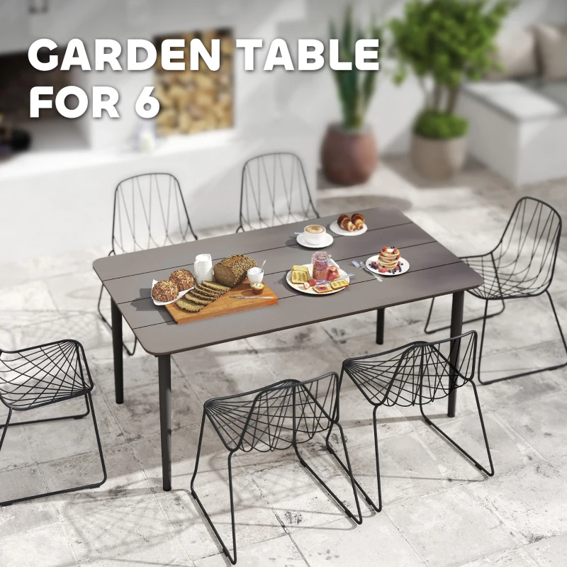 Best Garden Table, Outdoor Dining Table for 6 People, 160 x 90 x 74 cm, with Rust Resistant Metal Frame, WPC Top, for Balcony, Terrace, Dark Grey - Image 4